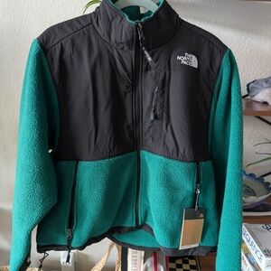 The North Face Black and Teal Fleece Jacket